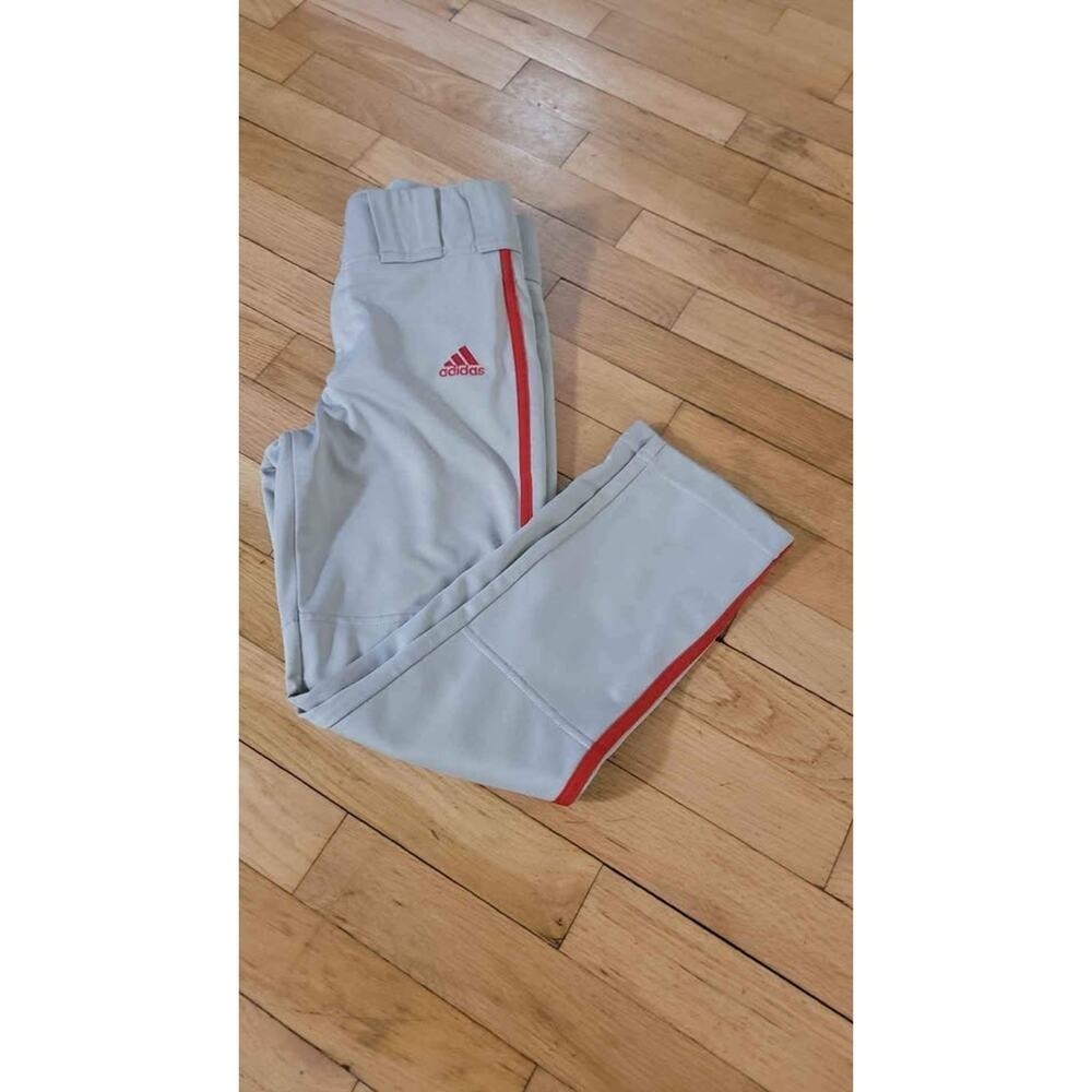 Adidas Phenom Baseball Pants Gray Red Stripe Climalite Boys Small